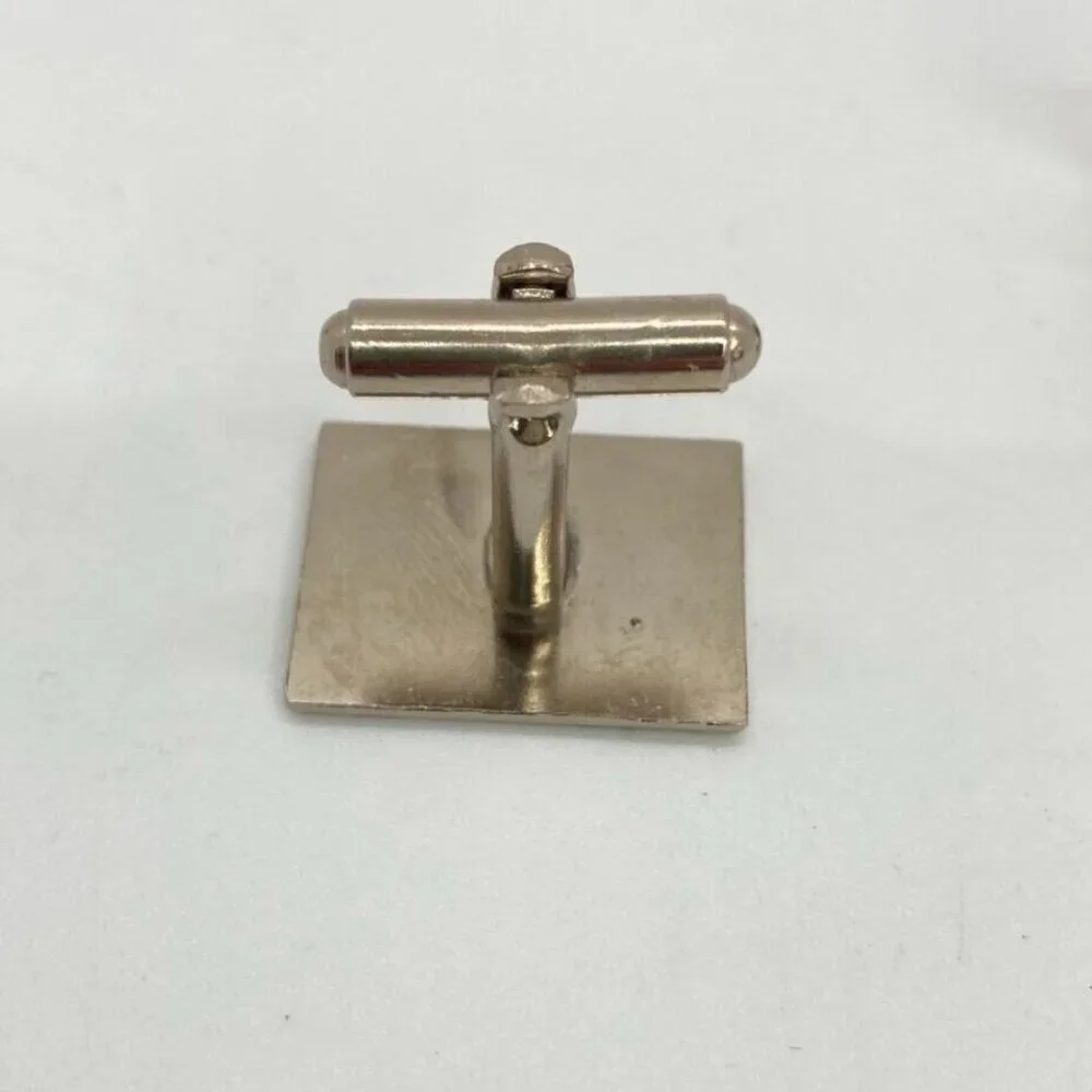 Vintage Polished Silver Tone Cufflinks‎ Rectangle Clear Crystal Rhinestone